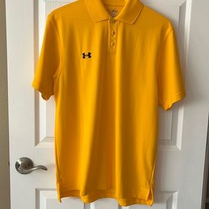 Under Armour Men's Yellow Polo Shirt with Black Logo